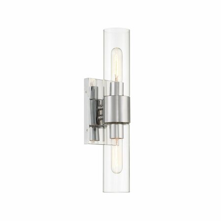 DESIGNERS FOUNTAIN Anton 17.5in 2-Light Chrome Transitional Indoor Wall Sconce with Clear Glass Shades D286M-2WS-CH